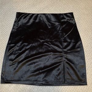 Better Be Black Satin Pencil Skirt